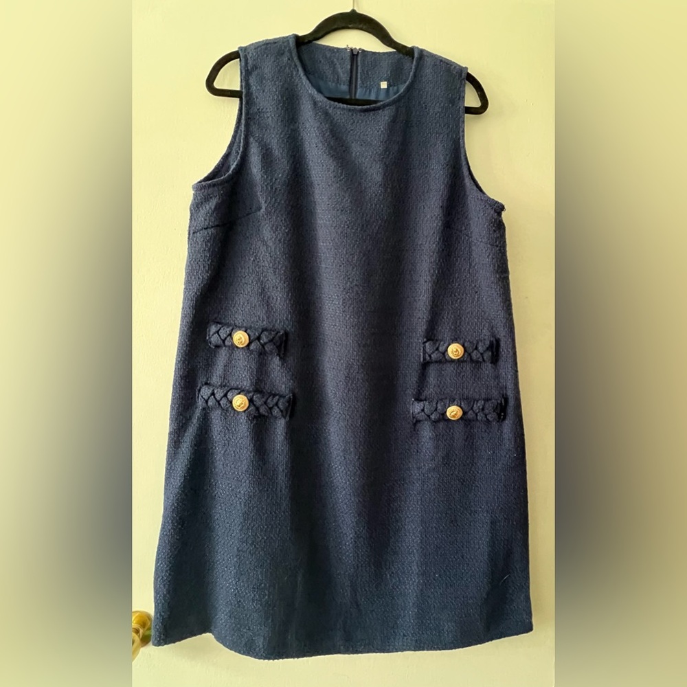 EUC Navy tweed Shift Dress - XL